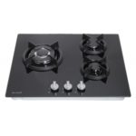 TABLE DE CUISSON GAZ 3 FOYERS VERRE NOIR GROSSISTE ELECTRMENAGER